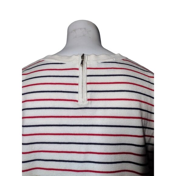 Talbots Striped Sweater Top Size L Thin Knit Coastal Stretch Patriotic Preppy - Picture 6 of 7